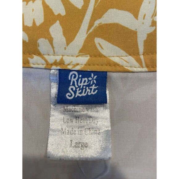 Rip Skirt Hawaii Wrap Skirt Tropical Orange Cream Floral Large L - Picture 4 of 5